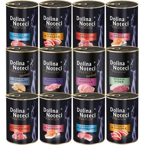 DOLINA NOTECI Premium Nassfutter für Katzen, Geschmacksmischung, 12 x 400 g, getreidefrei