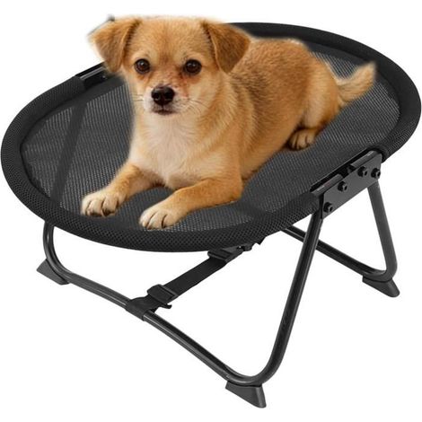 Lit surélevé pour chien – Hamac portable, respirant et antidérapant, 57 x 41 x 26 cm, idéal pour l'extérieur et convient ,Noir (1/5)
