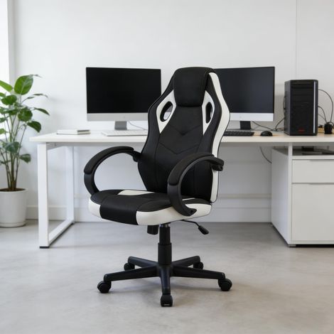 Höhenverstellbare ergonomische Bürostühle mit unterstütztem Lendenwirbelbereich, 4D-Armlehnen und gepolsterter Sitzfläche – geeignet für Arbeitsplätze, Heimbüros und Gaming