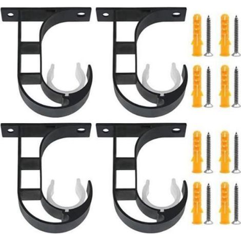 Support de Tringle à Rideau - Alliage d'Aluminium - Pour Tringle 28 mm - Fixation au Plafond - Noir - 4 Pièces (1/4)