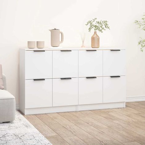 vidaXL Buffets 2 pcs blanc 60x30x70 cm Bois d'ingénierie (1/5)