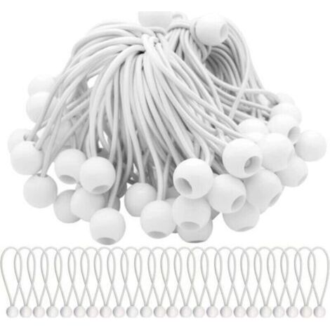 Confezione da 50 tenditori elastici, corde elastiche con palline, corde elastiche a molla, palline elastiche per tendoni, tende, striscioni e teloni.