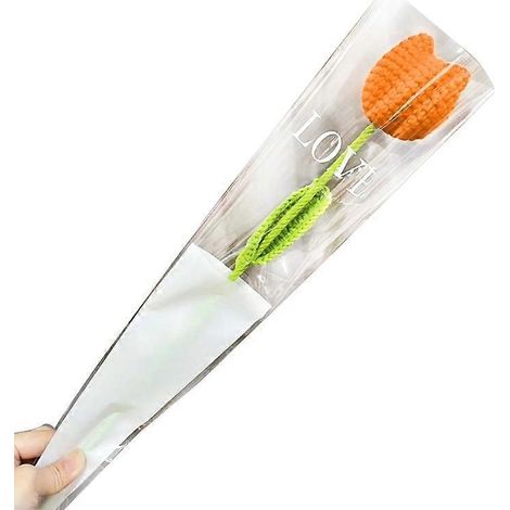 Handgehäkelte Tulpenblume, handgewebte florale Tischdekoration, Wohnaccessoires, handgefertigte Wohnaccessoires.