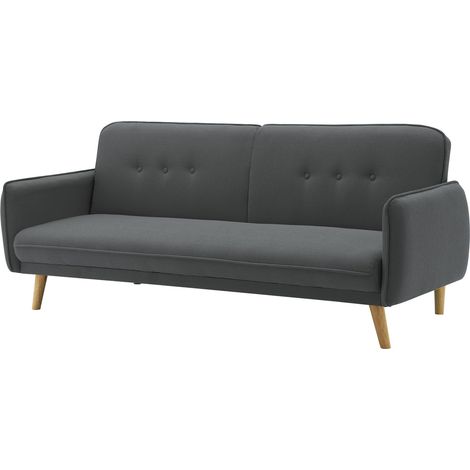 Divano convertibile scandinavo 3 posti in tessuto grigio scuro NORA