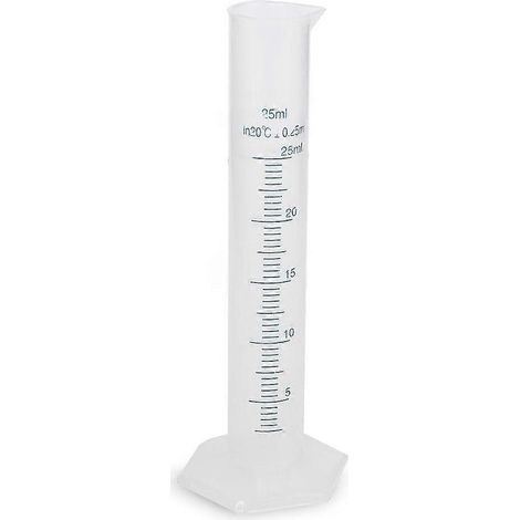 Cylindre gradué en plastique transparent de 25 ml (1/5)