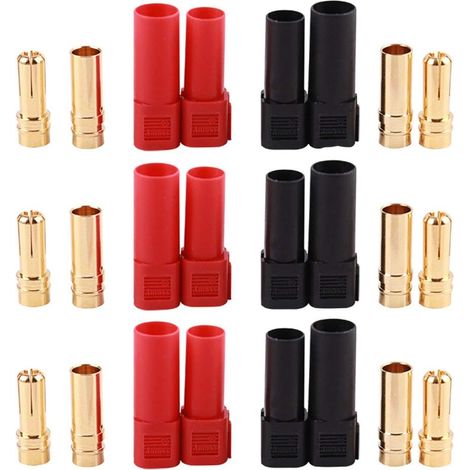 6Pairs XT150 Connector Banana Male Female Plug with Socket 120A Large Current Gold Plated 6MM Banana Plug Bullet Connectors for RC Drone Quad Spare Part (XT150)