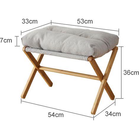 Taburete plegable gris con cojín acolchado suave, adecuado para el hogar, salón, dormitorio u oficina. (1/5)