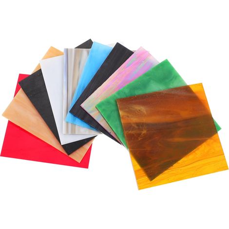 10 Feuilles Verre Vitrail Ondulé À L’Eau Feuille De Verre Colorée 3.94 X 3.94 Pouces Carreaux De Mosaïque Cathédrale Transparents Pour Décoration Maison Église Mariage (1/5)