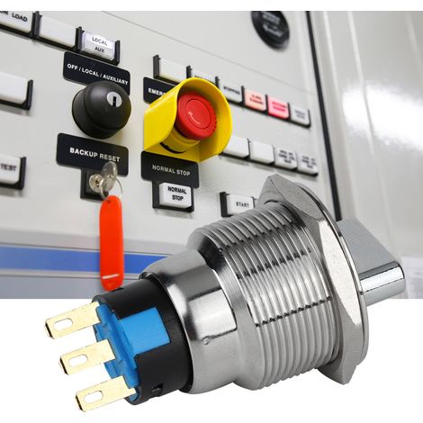 Interrupteur à bouton rotatif de 19 mm en acier inoxydable, sélectif IP67 (3 broches et 2 niveaux) (1/5)