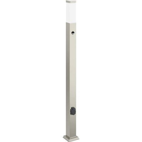Baliza luminosa con sensor y toma de corriente, 110 cm, acero inoxidable, IP44 vidaXL
