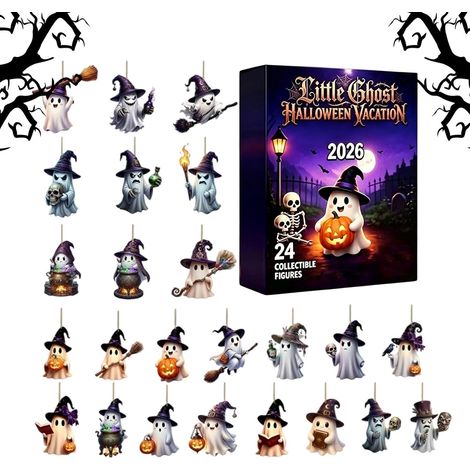 Calendrier de l'Avent Halloween Fantôme Fantôme 2D Acrylique Déco Sinistre  Avent Halloween Effrayant Pour Amis Filles Adolescents Automne École Maison Dortoir (1/5)