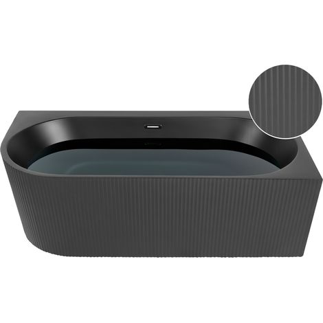 Bañera esquinera de acrílico negro izquierda 161 cm x 80 cm acabado estriado rectangular Gocta