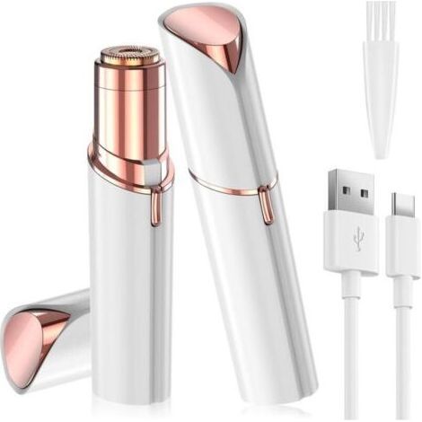 Rasoir visage pour femme, rechargeable par USB, épilateur doux et indolore pour le visage, joues, menton et bras (Élégant, Blanc) (1/4)
