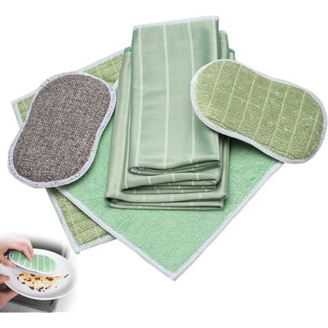 Lot de 6 chiffons de nettoyage en microfibre de bambou pour fenêtres, cuisine, maison et voiture (1/5)