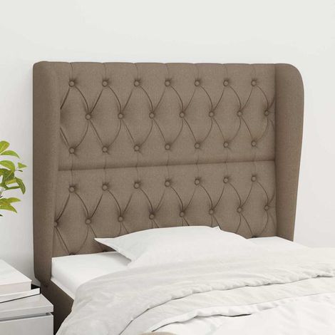 Tête de lit avec oreilles Style Classique Armoire de lit - Taupe 93x23x118/128 cm Tissu BV464998 - BonneVie (1/5)