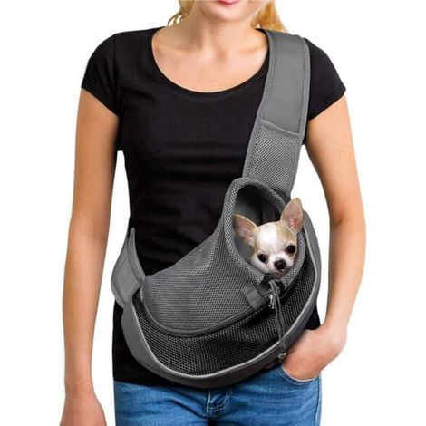 Hundetragetasche, atmungsaktive Netz-Schultertasche für Hunde und Katzen, Welpen-Schultertasche für Haustiere, verstellbare Tragetasche, Reisetasche für Kleintiere, Hund, Größe L (1/4)