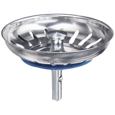 HOXILEELEO - Panier d'égouttoir de cuisine 80 mm - Crépine universelle en acier inoxydable, bouchon escamotable - Compatible lave-vaisselle, anti-obstruction et anti-débordement (1/4)