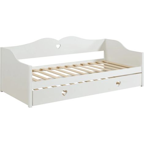 Lit banquette gigogne 2 x 90 x 190 cm - Pin et MDF - Blanc - DASTIVA (1/5)