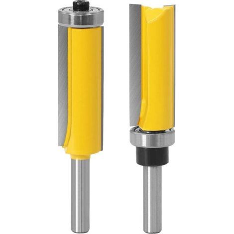 8mm Tige Fraise à Bois Set, 2 Pièces Fraise pour affleurer droite avec roulement, Fraise à Copier Avec Roulement Supérieur + Fraise à Copier Avec Inférieur de Roulement (1/5)
