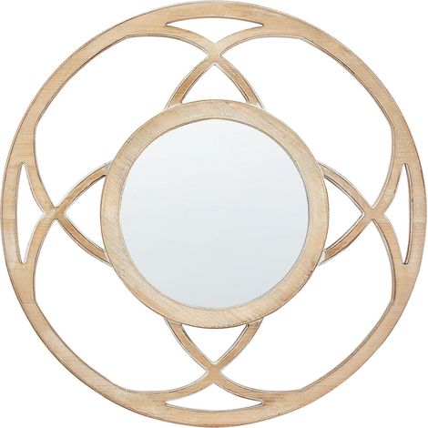 Specchio decorativo parete moderno rotondo 60 cm mano legno chiaro Iztapalapa