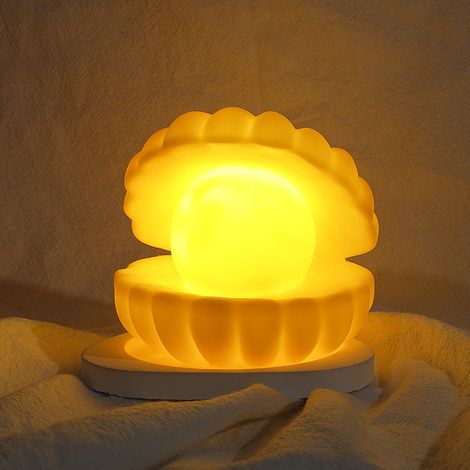 Veilleuse nacre jaune 0,25 W, lumière douce, idéale pour les chambres et les tables de chevet. Lampe nacre de haute qual (1/4)