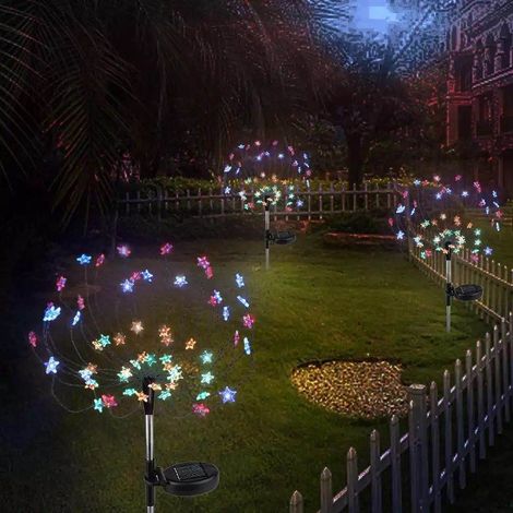 Lanterne solaire Noël étoile flamboyante – Décoration pelouse effet feu d artifice – Guirlande lumineuse extérieure,2 pièces (1/4)