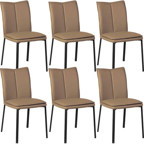 CALLUM - Lot de 6 Chaises Taupe avec Sur-Coussin (1/3)