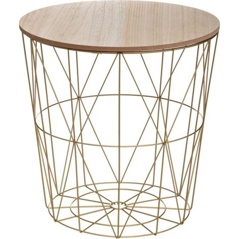 Atmosphera – Table à café en métal doré avec plateau en bois MDF – Hauteur 41 cm – Design minimaliste pour petits espaces (1/5)