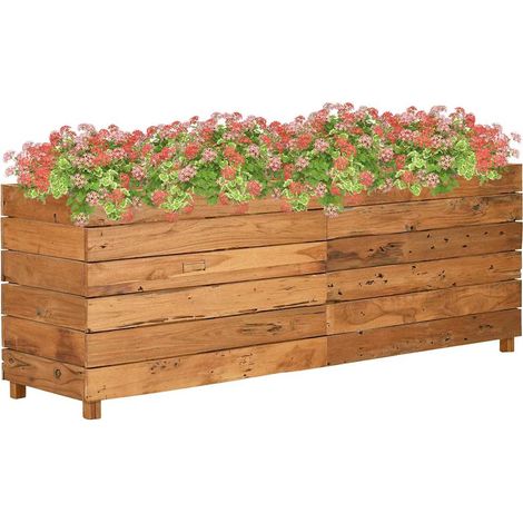Hochbeet 150x40x55 cm Teak Altholz und Stahl vidaXL
