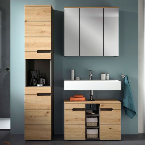Ensemble 3 meubles de salle de bain décor naturel - KANUT (1/5)