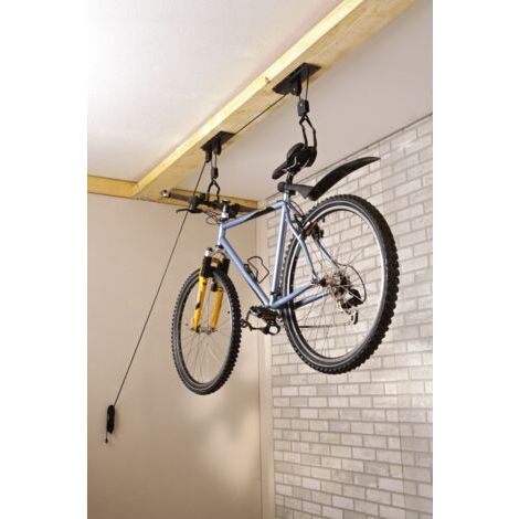 4x Râteliers vélo VTT HxlxP 32.5 x 9 x 28.5 cm système range vélo Parking support 1 vélo Métal mural. argent (1/5)