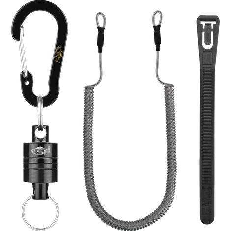 1 Mousqueton Magnétique, Ouverture Rapide, Aluminium Aéronautique, Cordon Extensible, Pour Pêche À La Mouche