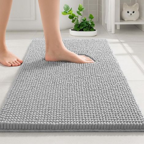 1 Tapis de bain, Chenille, Antidérapant, Caoutchouc, Absorbant, Salle de bain (1/5)