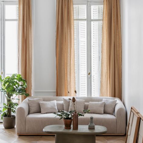 Rideau en 100% lin lavé légèrement froissé CARLINA (1/4)