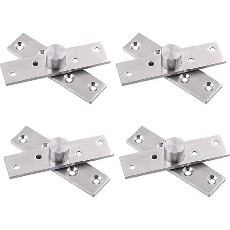 Charnières de porte pivotantes, rotation cachée à 360 degrés, 4 pièces, charnière pivotante pour porte supérieure et inférieure, charnière en bois et acier inoxydable épais pour porte de fenêtre (1/5)