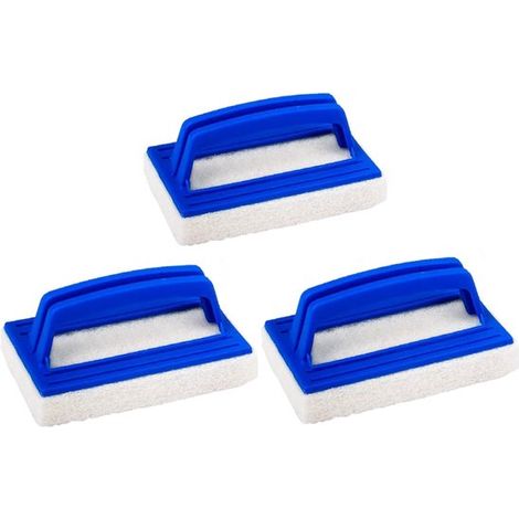 Spazzola per piscina - 3 pezzi - Spugna per piscina - Spazzola per pareti della piscina - Spugna abrasiva - Spazzola - Spugna per alghe - Spazzola per piscina con manico - Blu (1/5)