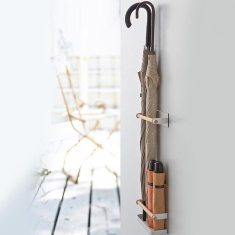 Porte-Umbrella Autocollant mural Support compact sans perforation Pour rangement organisé avec deux bases et un cadre auxiliaire en matériaux haute qualité de 900g pour 18x6.5x8cm et 18x6.5x5cm 1 E (1/5)