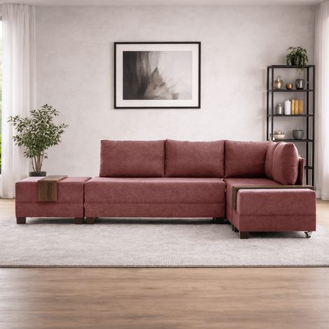 Schlafsofa roter Stoff - XXL 280 x 210 - Rechts - Fly (1/5)