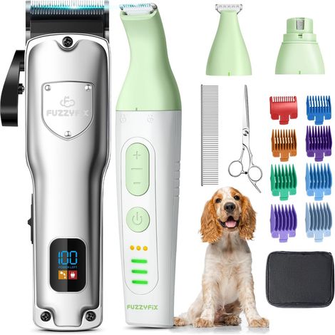 Tondeuses Chiens et Tondeuse pour Pattes de Chien 4 en 1,Sans fil, Cilencieuse et Puissante pour Poils Longs et épais Brosses de toilettage pour chien (1/5)