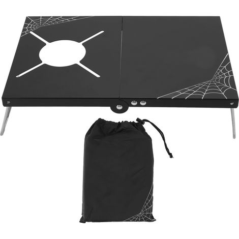 Table de Camping Pliable et Légère, Traitement Anodisé Noir, Mini Table pour Réchaud de Pique-nique Portable (1/5)
