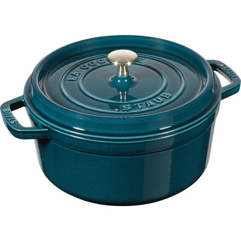 Staub 1102437 Cocotte Rotonda Casseruola in Ghisa Smaltata Diametro 24 cm Capacita' 3.8 L Forno Fino a 260 °C colore Blu (1/5)