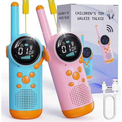 talkie-walkie Rechargeable Pour Enfants, Radio Bidirectionnelle Longue Porte 8 Canaux Avec Cran Lcd, Fonction Vox, Lampe De Poche, Anniversaire Bl