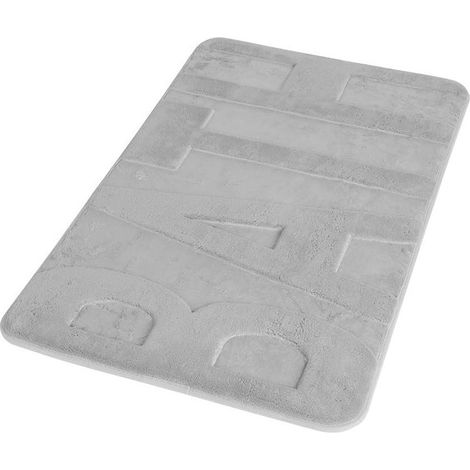 Idro Bric Badeteppich Memory Bath TABA4575GR Memory Foam 100% Polyester Rutschfest Grau 45x75 cm
