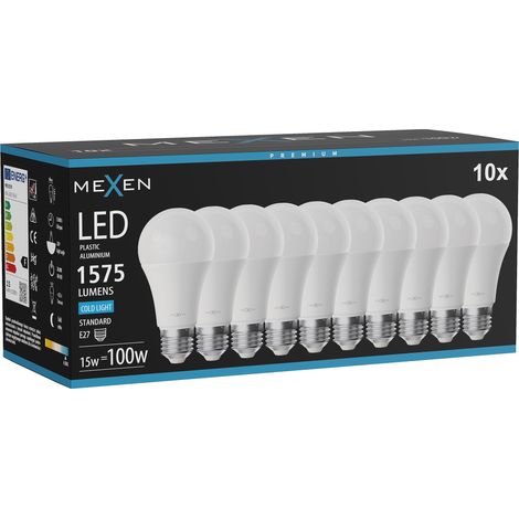Mexen Nova 10x Ampoule LED E27, A60, 15W, Froid - 6500K, 1575 lm - L100-E27-1565-01x10 (1/3)