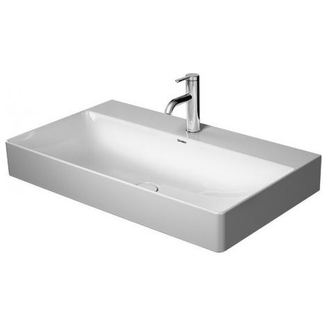 Meuble sous-vasque DU DuraSquare 800 mm sans trop-plein, avec bonde, 3 bondes, blanc