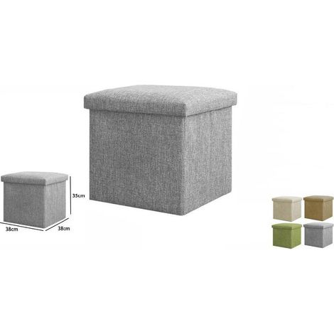 TRADE SHOP - Pouff Puff Pouf Contenitore Imbottito Con Seduta In Tessuto 38 X 38 X 35cm 69587 - (1/3)