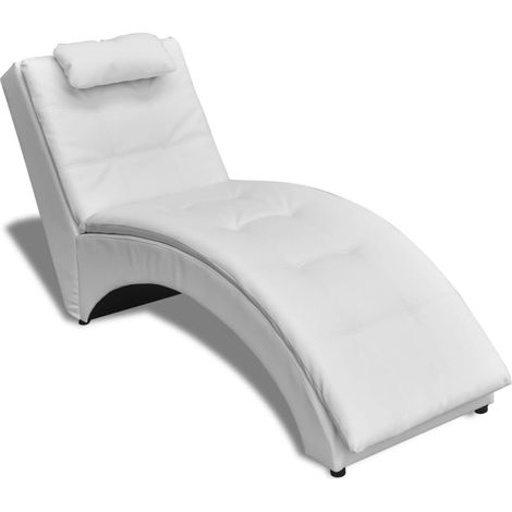 Chaiselongue mit Kissen Weiß Kunstleder