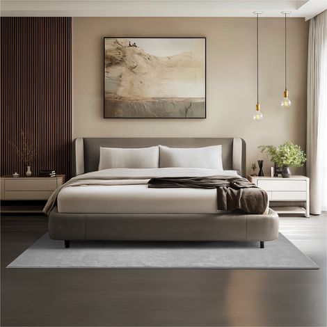Tapis à poils ras doux et hypoallergénique antidérapant 140x200cm Gris
