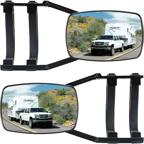 Juego de 2 espejos retrovisores universales para autocaravanas y remolques: aptos para todos los tipos de vehículos habituales (sin arandelas de goma). (1/5)
