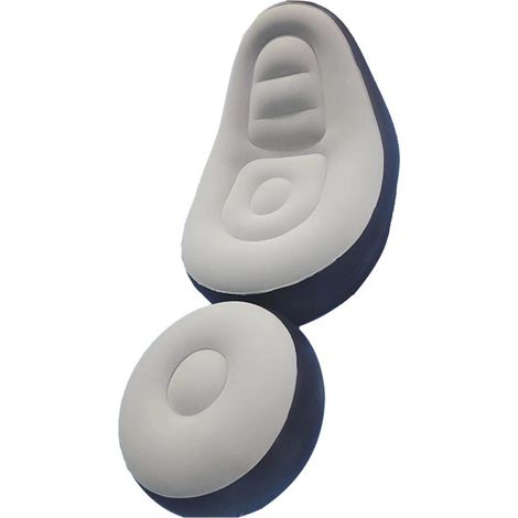 Fauteuil de jardin gonflable épais avec repose-pieds, beige, idéal pour le salon, la chambre, les voyages, le camping et les pique-niques en extérieur. (1/5)